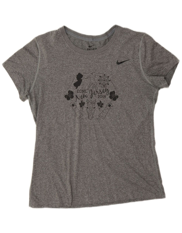 Женская футболка с рисунком Nike New Jersey Top UK 16, большая серая в крапинку