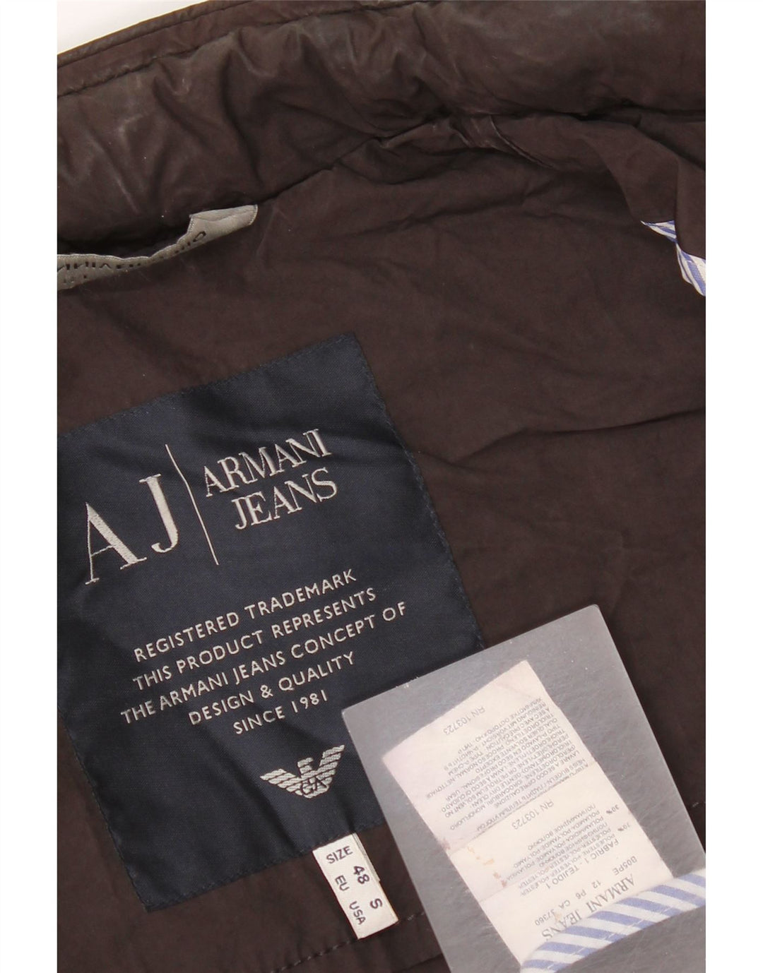 Мужская куртка-бомбер с капюшоном Armani Jeans EU 48, маленький коричневый, полиэстер