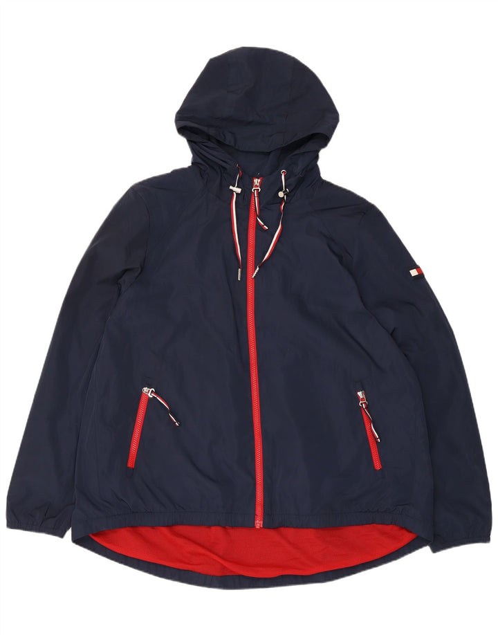 Женская дождевик с капюшоном Tommy Hilfiger UK 16, большой темно-синий полиэстер