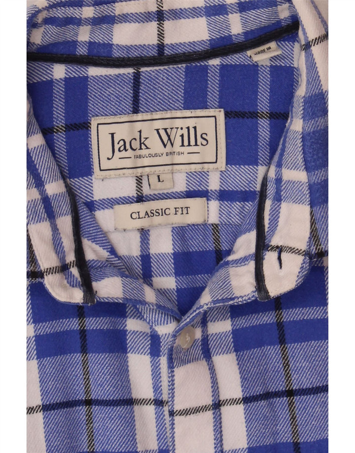 JACK WILLS Mens Classic Fit Flannel Shirt Large Blue Check Cotton Vintage Jack Wills and Second-Hand Jack Wills from Messina Hembry 