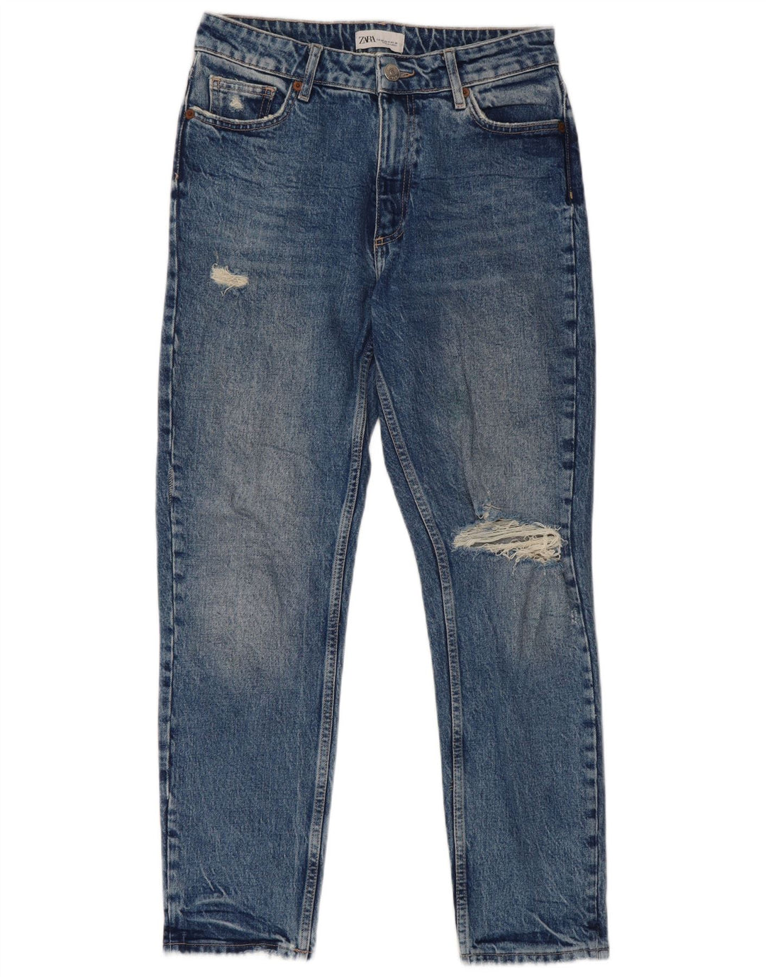 Женские потертые узкие джинсы Zara EU 40 Medium W30 L27 Синие