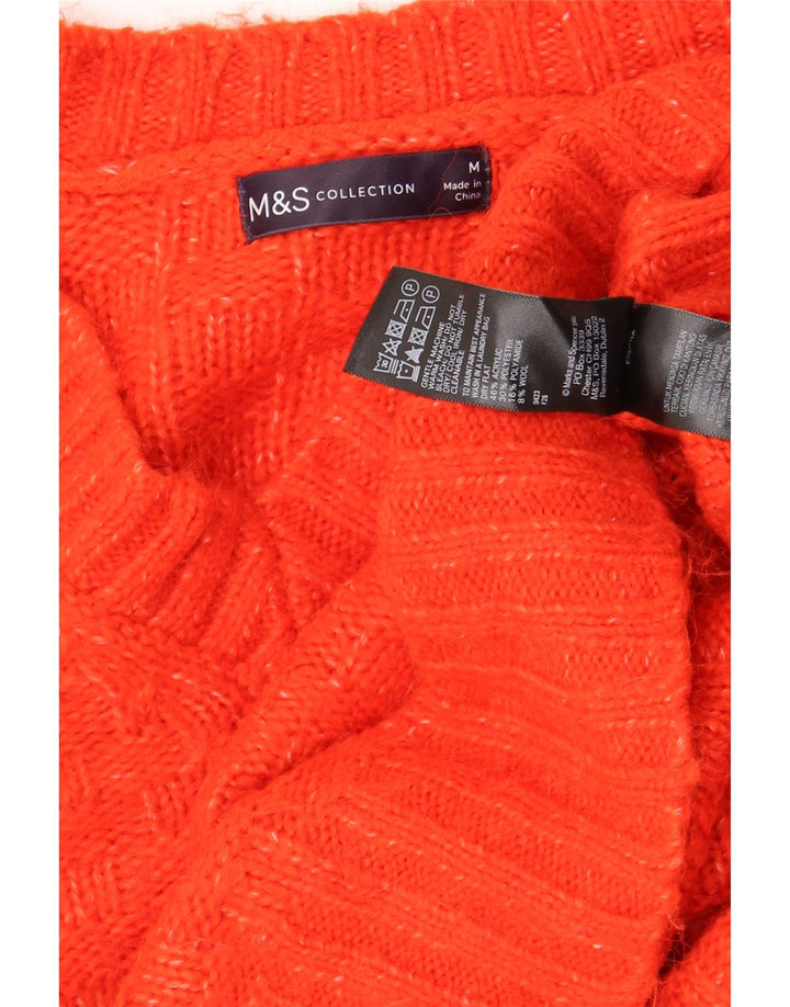 Женский свободный джемпер с v-образным вырезом Marks & Spencer UK 14, средний красный