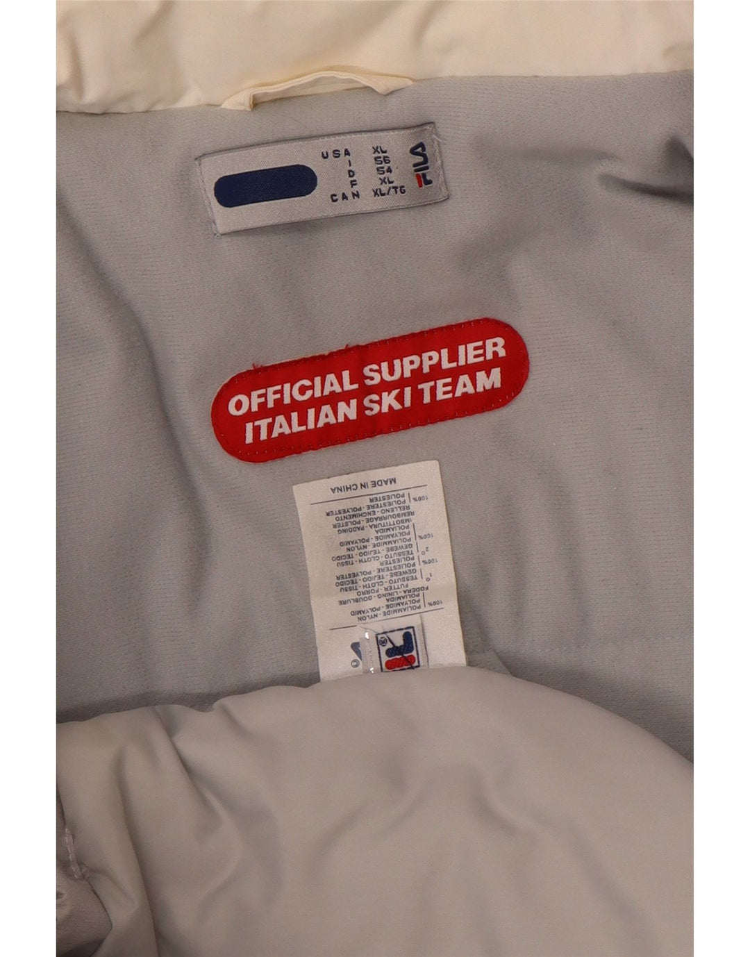 Мужская лыжная куртка Fila UK 42 XL, нейлон белого цвета с цветными блоками