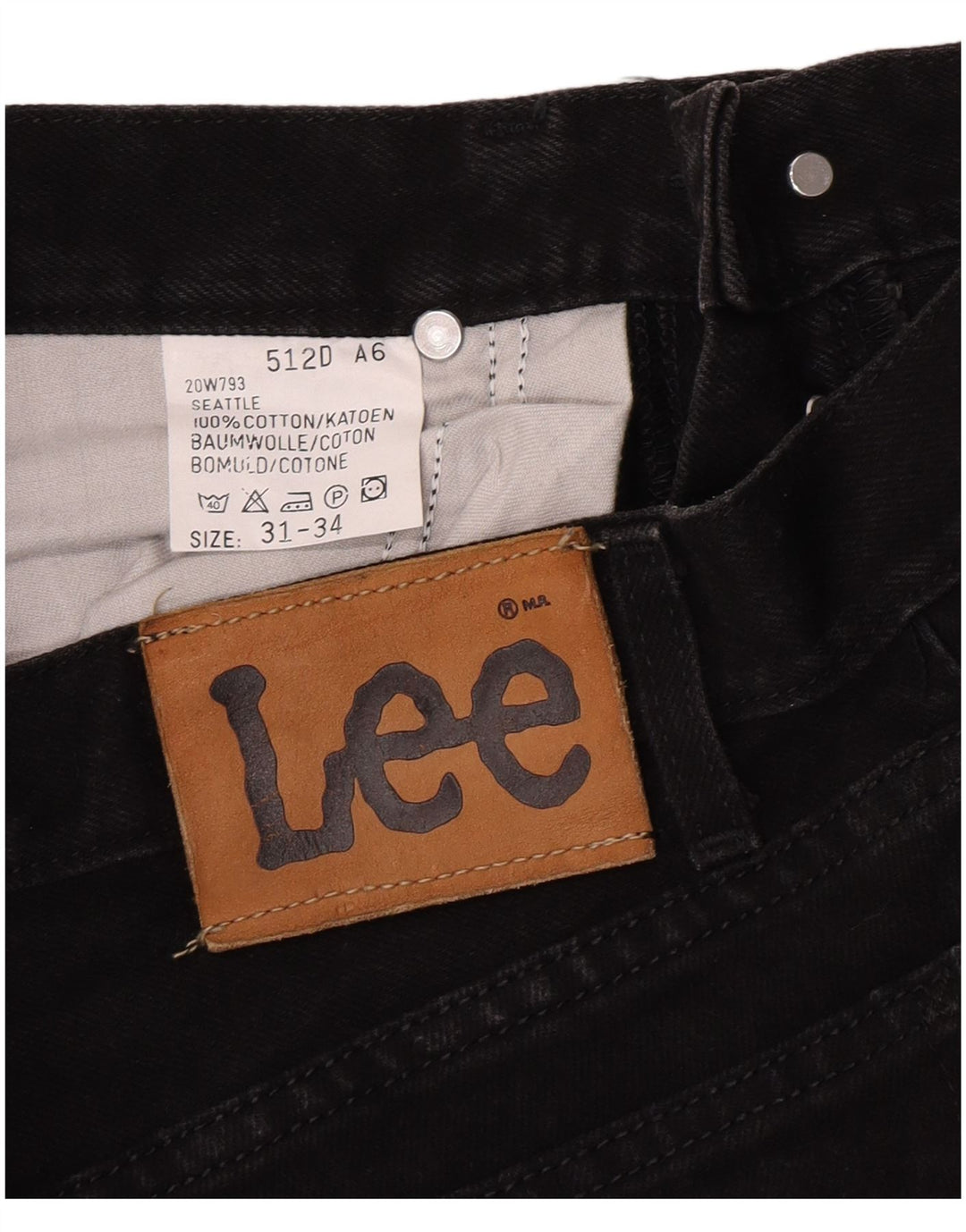 Мужские прямые джинсы Lee Seattle W31 L34, черный хлопок