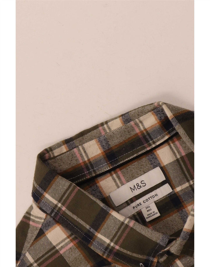 Мужская фланелевая рубашка Marks & Spencer 2XL, зеленая клетка, хлопок