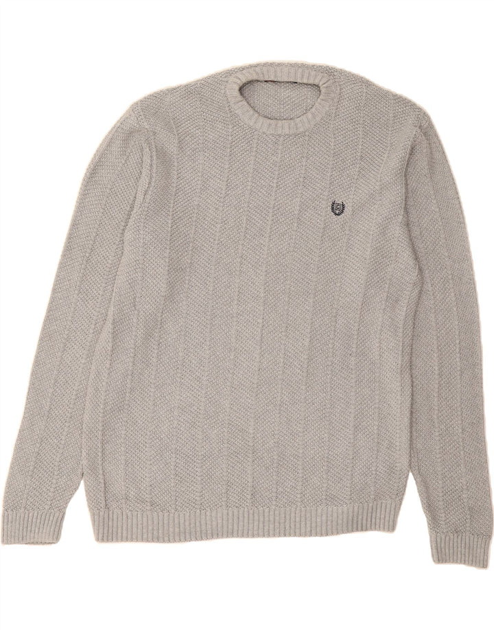 CHAPS Mens Crew Neck Jumper Sweater XL Grey Cotton Vintage Chaps and Second-Hand Chaps from Messina Hembry 