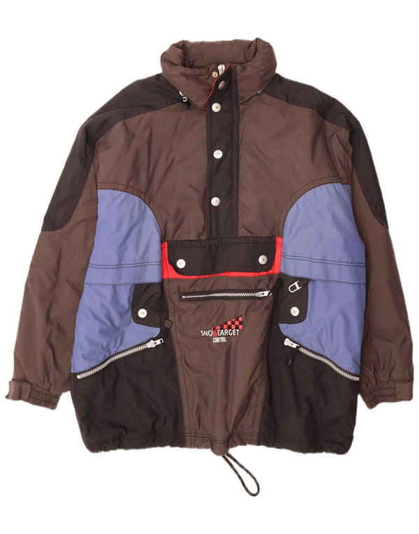 Мужская лыжная куртка C&A Rodeo с капюшоном, Великобритания 44, 2XL, коричневая, нейлон с цветными блоками