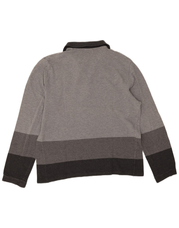 Мужская рубашка-поло с длинным рукавом Lacoste, размер 7, 2XL, серая, с цветными блоками