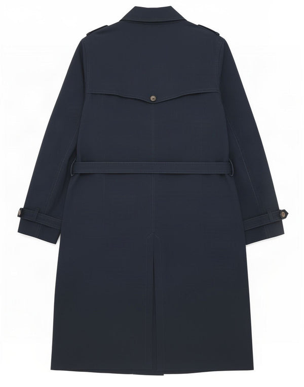 Marks & Spencer Womens Trench Coat UK 16 Large Navy Blue Cotton