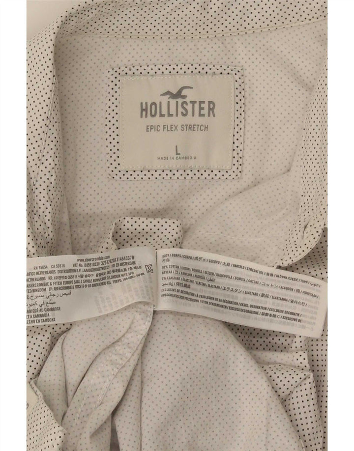 Мужская рубашка Hollister, большая белая пятнистая хлопковая рубашка