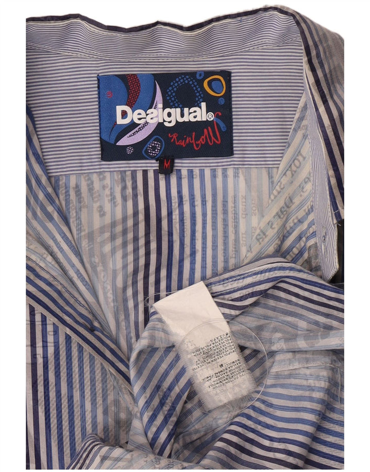 Мужская рубашка с рисунком Desigual, хлопковая синяя полоска среднего размера