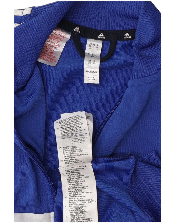 Спортивный костюм Adidas для мальчиков, верхняя куртка 13–14 лет, синяя, полиэстер с цветными блоками