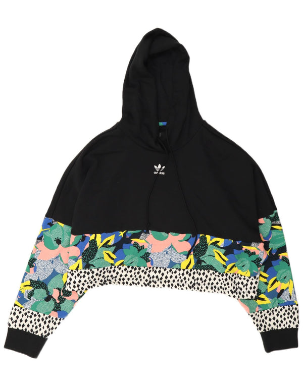 Женский джемпер с капюшоном Adidas Her Graphic Oversized UK 14, средний черный с цветочным принтом