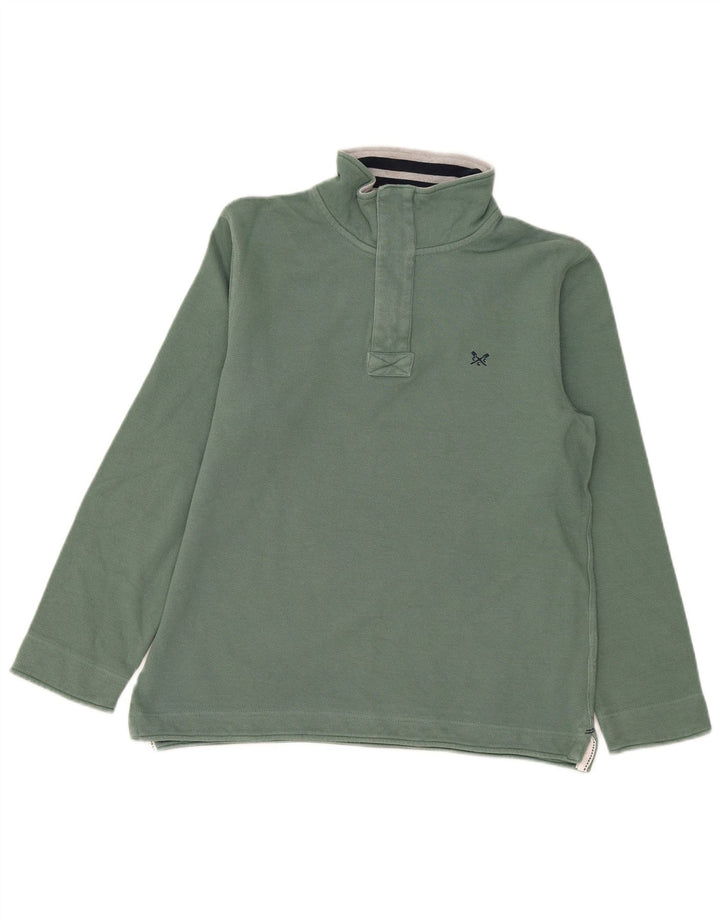 Crew Clothing Мужской свитшот на молнии 1/4 стандартного кроя, джемпер среднего зеленого цвета