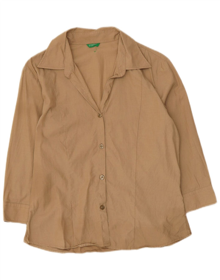 Женская блузка-рубашка с рукавом 3/4 Benetton UK 12, средний бежевый