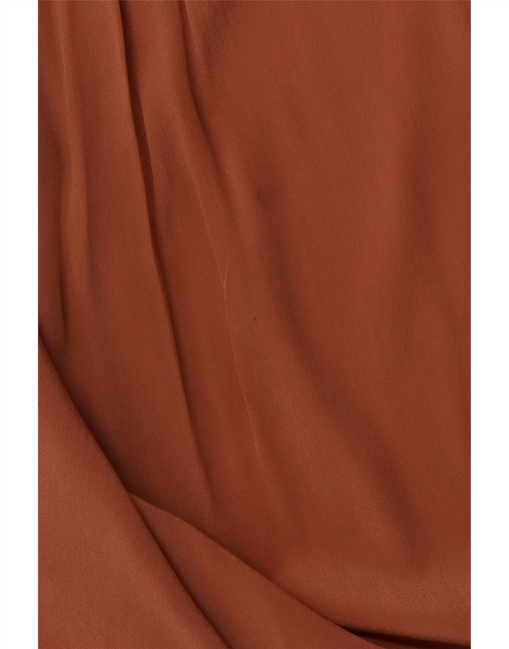 VINTAGE Женская блузка-рубашка свободного кроя с длинным рукавом IT 46, большая коричневая