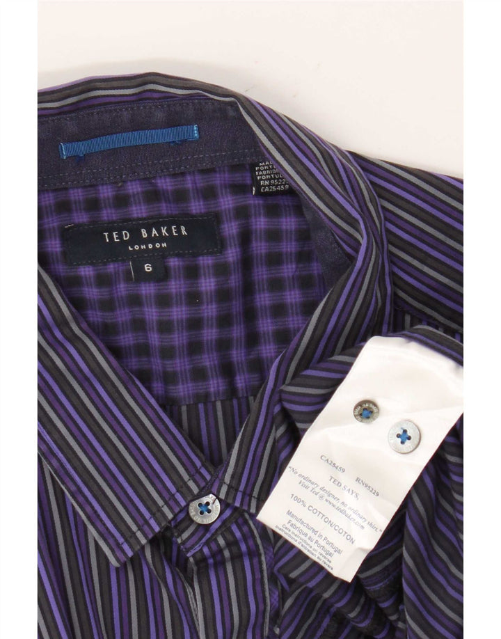 Мужская рубашка Ted Baker, размер 6, 2XL, хлопковая фиолетовая полоска
