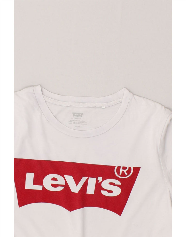 LEVI'S Womens Graphic T-Shirt Top UK 10 Small White Vintage Levi's and Second-Hand Levi's from Messina Hembry 