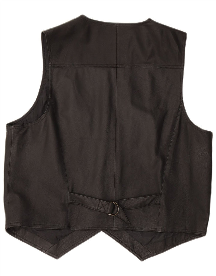 JOHN F GEE Mens Leather Waistcoat UK 38 Medium Black Leather