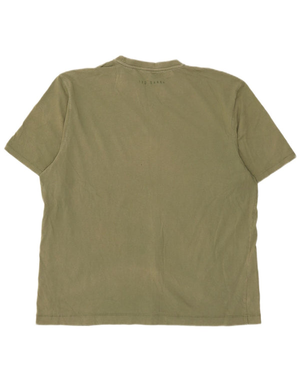 Ted Baker Mens T-Shirt Top Size 6 2XL Khaki Cotton