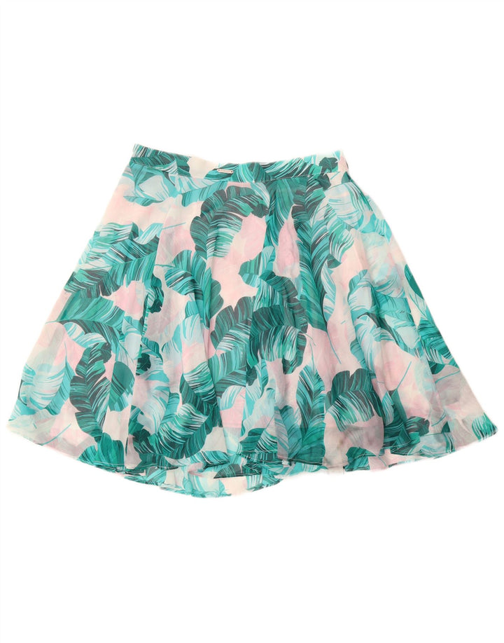 GUESS Женская юбка-трапеция UK 12 Medium W28 Синяя полиэстер с цветочным принтом