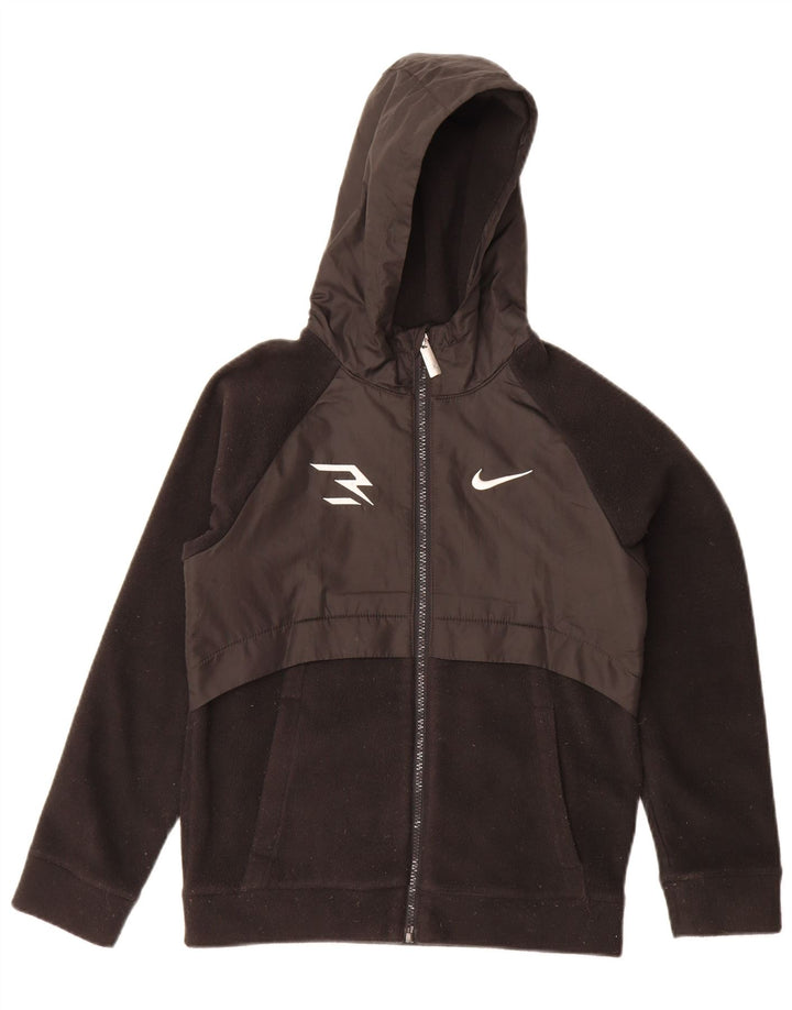 Флисовая куртка Nike с капюшоном для мальчиков 10–11 лет, средний черный, полиэстер