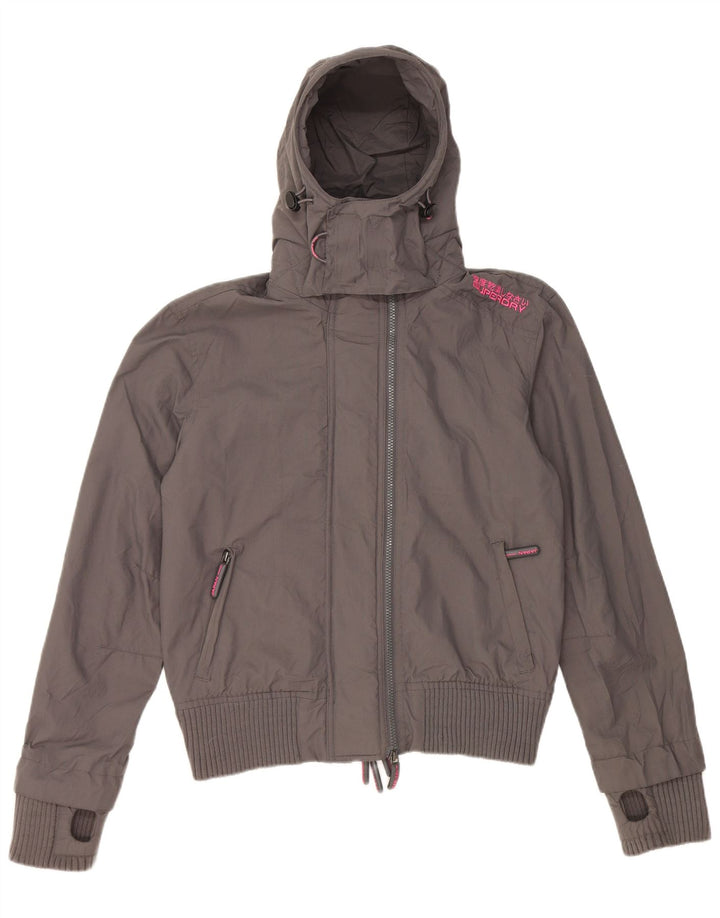Женская дождевик с капюшоном Superdry UK 16, большой серый нейлон