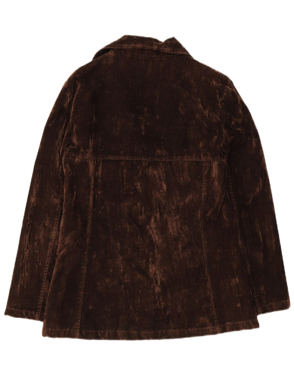 Винтажный женский бархатный двубортный пиджак, Великобритания, 18 XL, коричневый вискоза