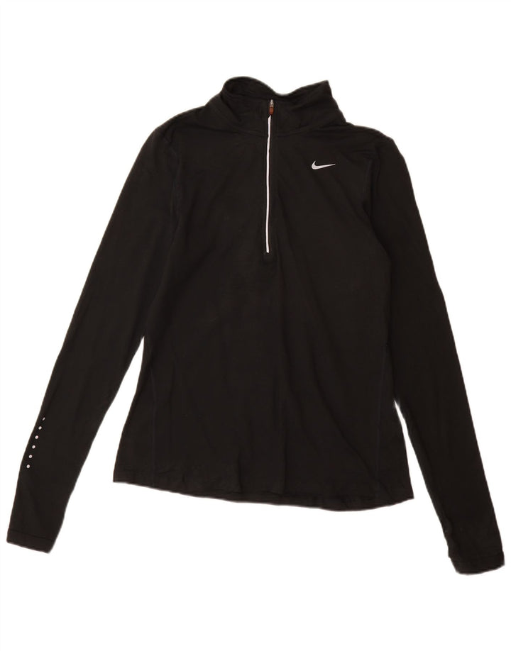 Женский спортивный костюм-пуловер с воротником на молнии Nike Dri Fit UK 10, маленький черный