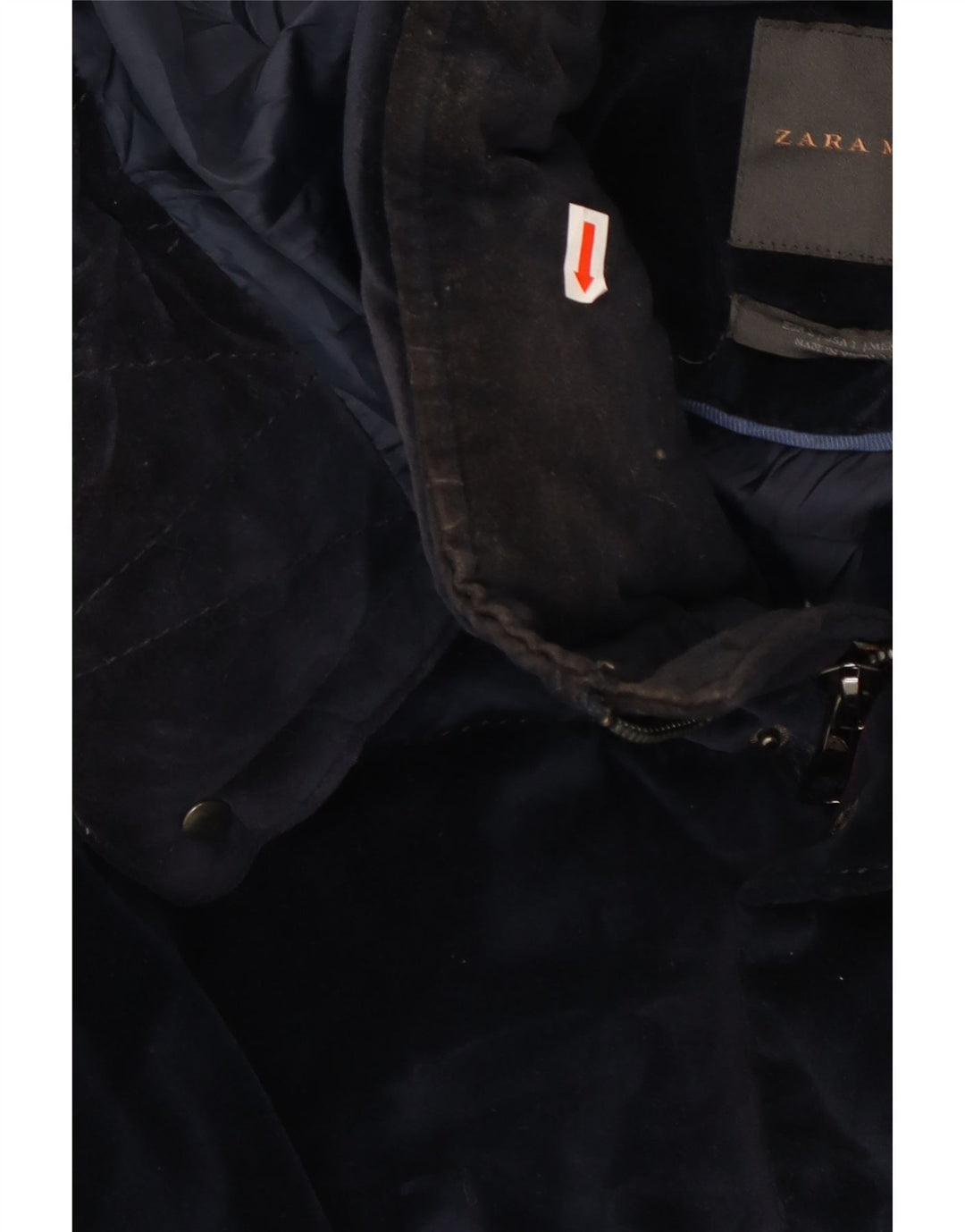 Мужская стеганая куртка с капюшоном Zara UK 40, большая темно-синяя, полиэстер