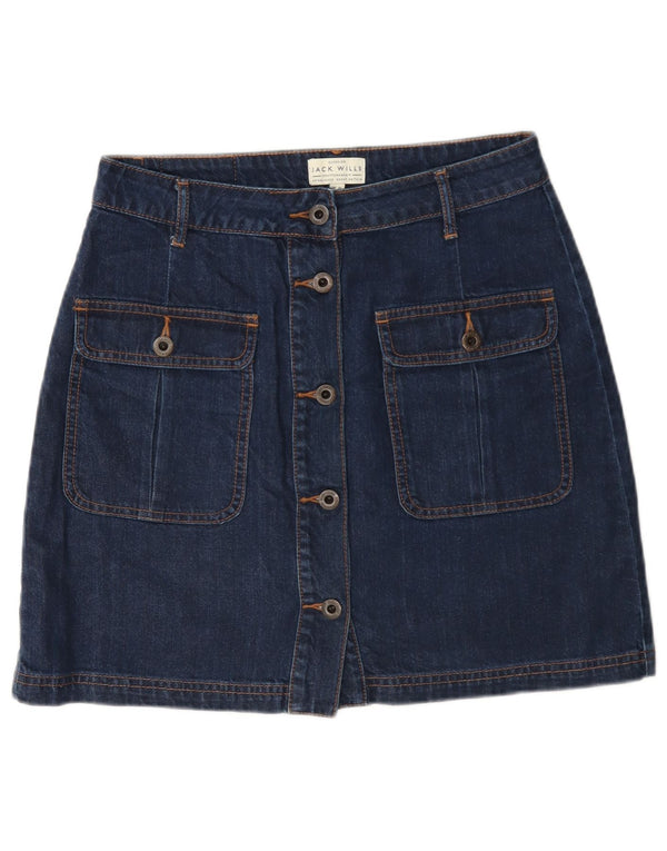 Jack Wills Женская мини-джинсовая юбка UK 10, маленькая W27, синяя, хлопок