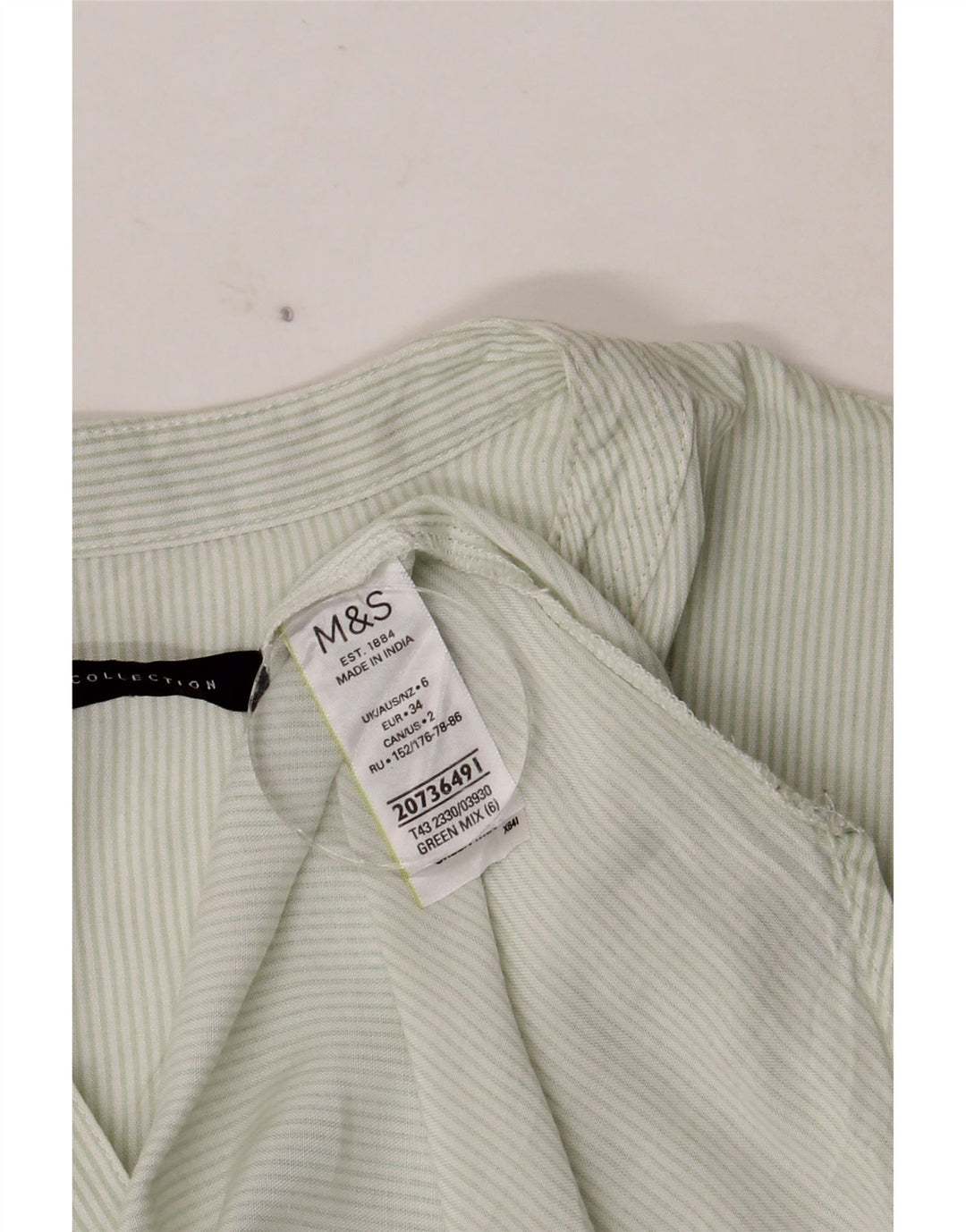 Женская пуловерная рубашка Marks & Spencer UK 6 XS зеленая вискоза в тонкую полоску