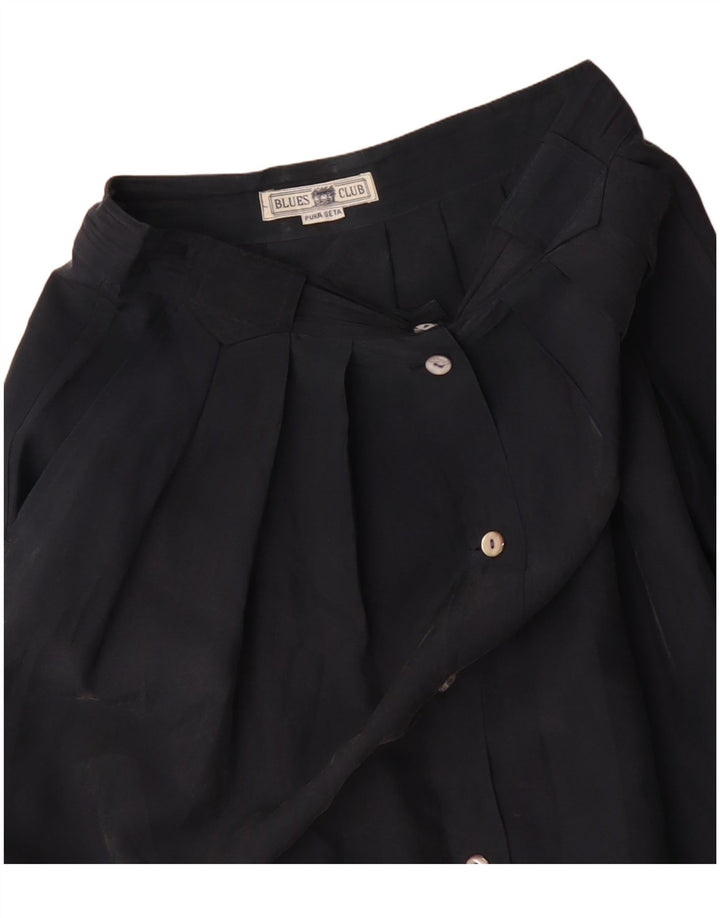 Женская юбка трапециевидной формы с завышенной талией BLUES CLUB W26, маленькая, черная, шелковая