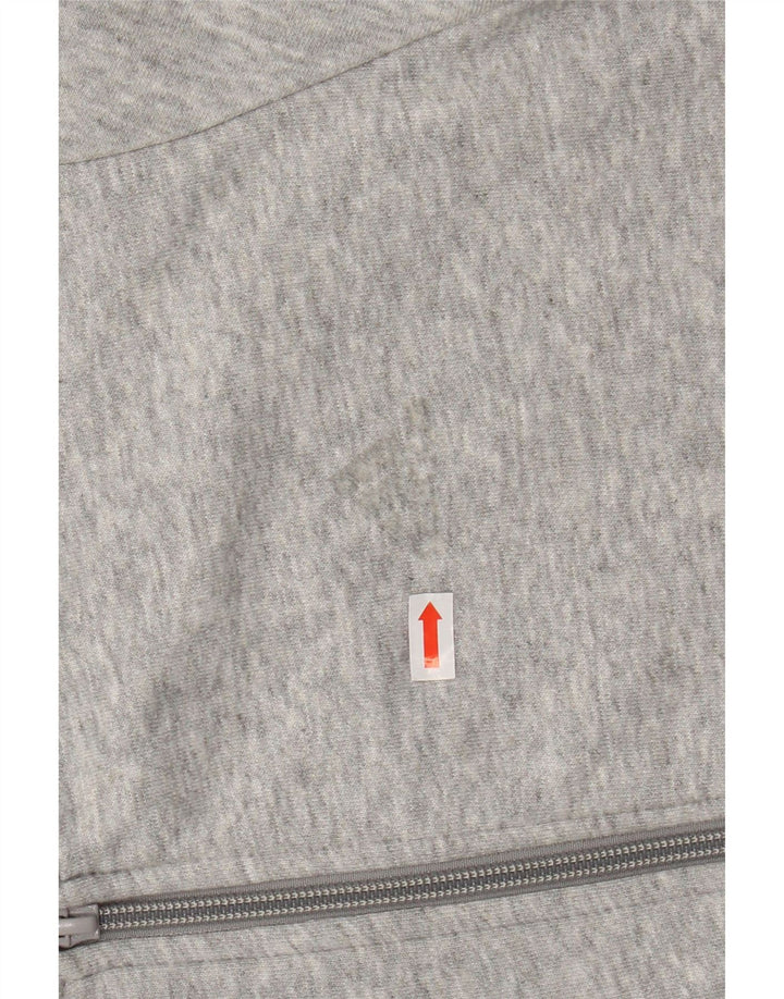 ADIDAS Свитер с капюшоном на молнии для мальчиков 11–12 лет, серый хлопок с крапинками