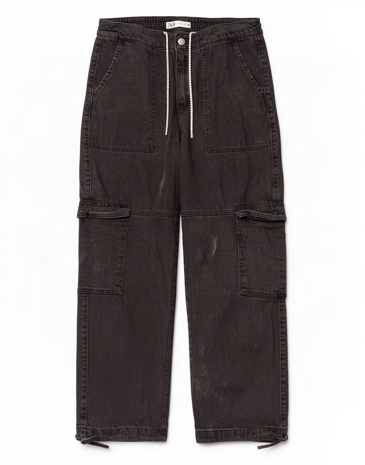 Женские широкие джинсы-карго Zara, маленькие W26 L28, черные