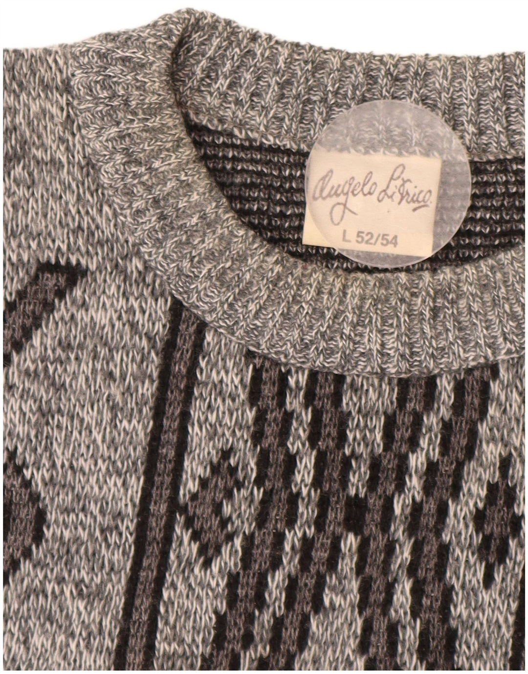 ANGELO LITRICO Мужской джемпер с круглым вырезом IT 52/54 Большой Серый С Геометрическим принтом