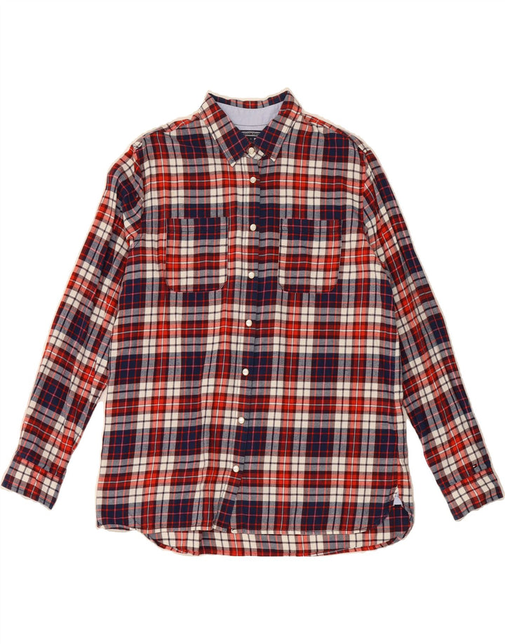 TOMMY HILFIGER Womens Regular Fit Flannel Shirt US 12 Large Red Check Vintage Tommy Hilfiger and Second-Hand Tommy Hilfiger from Messina Hembry 