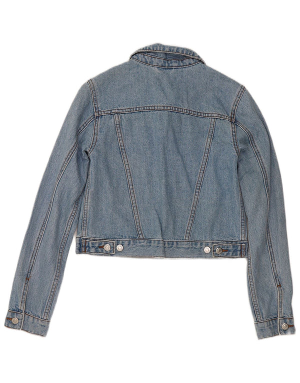Женская укороченная джинсовая куртка Topshop UK 4 XS, синяя, хлопок