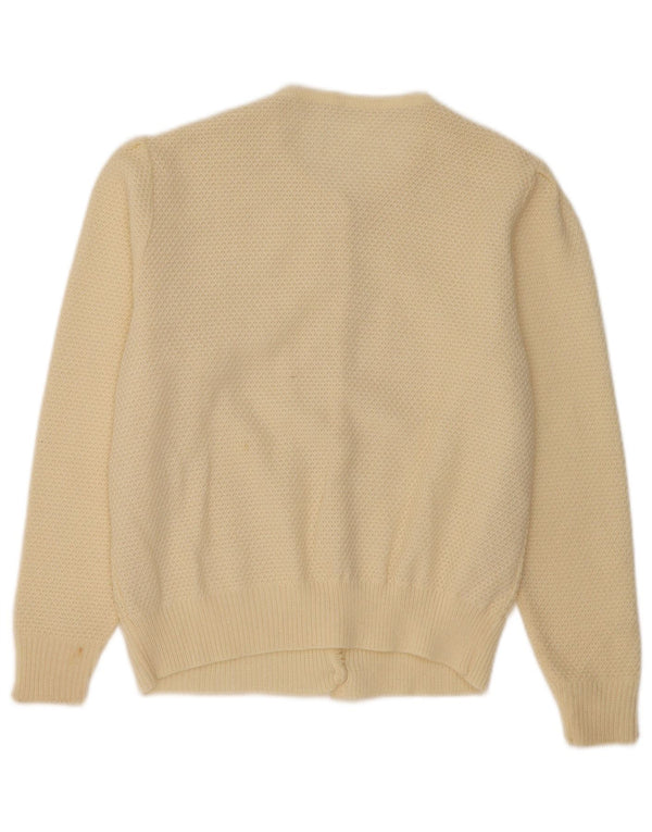 Винтажный женский кардиган-свитер UK 14, средний бежевый