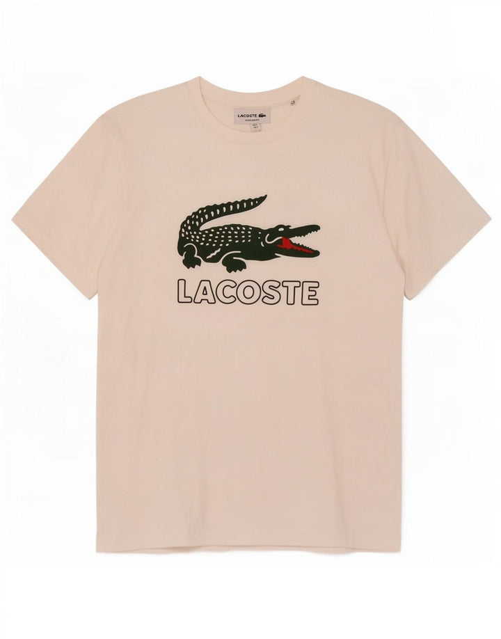 Мужская футболка обычного кроя Lacoste с рисунком, размер 3, маленькая, белая
