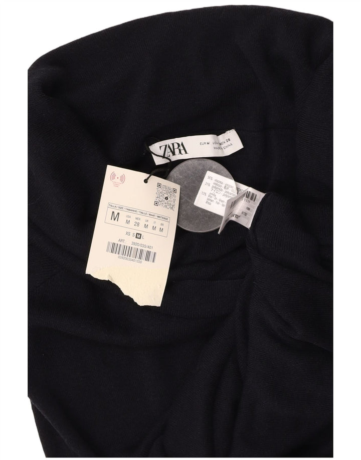 Женская укороченная блузка ZARA UK 12, средний черный, вискоза