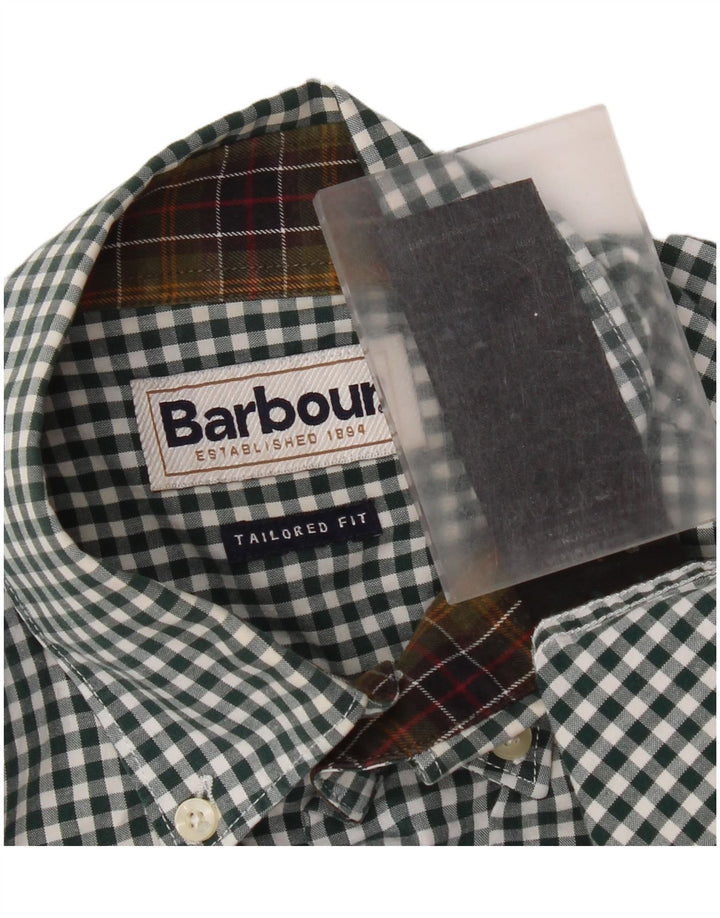 Мужская рубашка Barbour в мелкую зеленую клетку, хлопок
