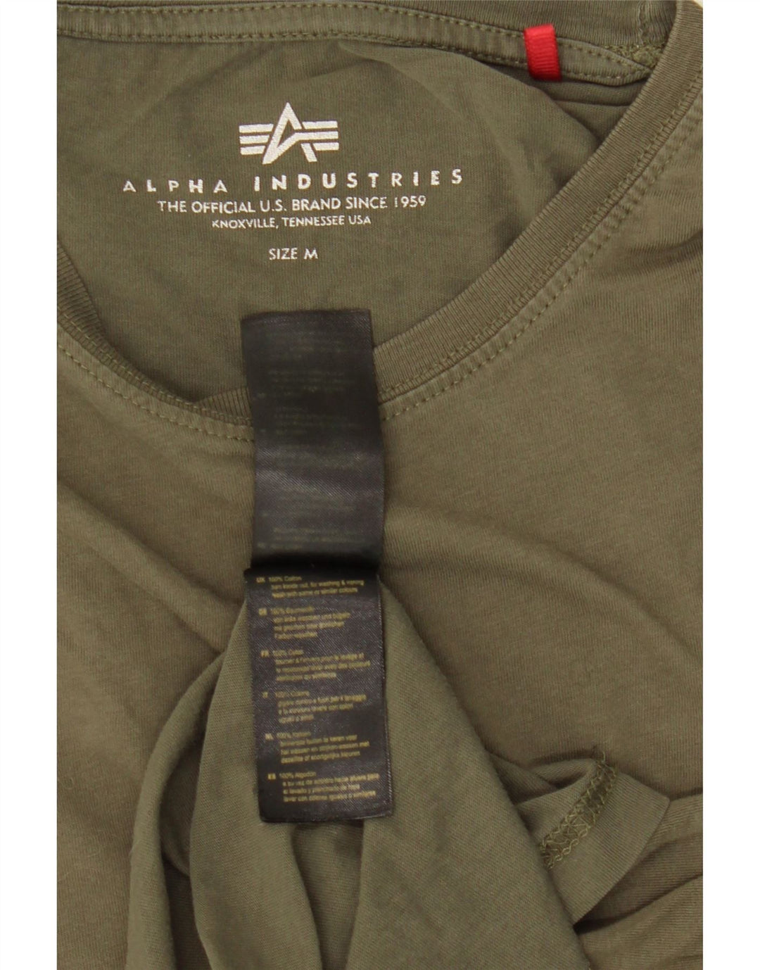Мужская футболка Alpha Industries, средний цвет, хаки, хлопок
