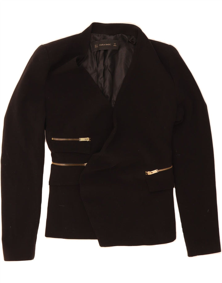 ZARA Womens Open Blazer Jacket UK 10 Small Black Acetate Vintage Zara and Second-Hand Zara from Messina Hembry 