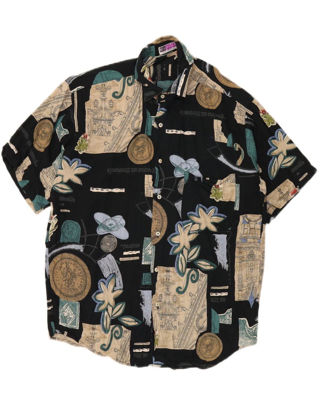 Мужская рубашка с коротким рукавом BIG MATCH, средний темно-синий, лоскутная вискоза