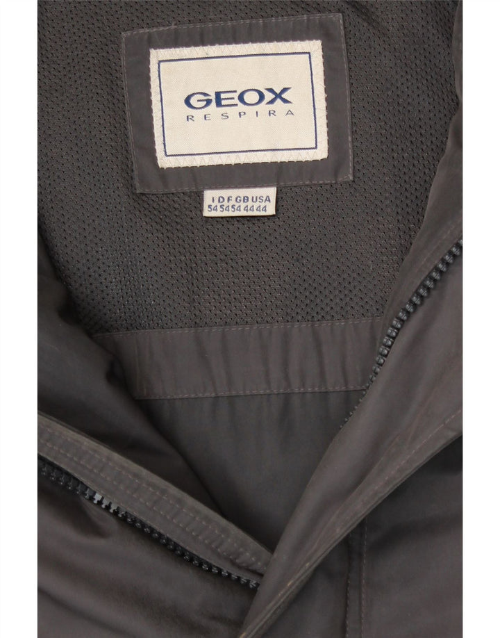 GEOX Mens Hooded Parka Jacket UK 44 2XL Grey Polyester