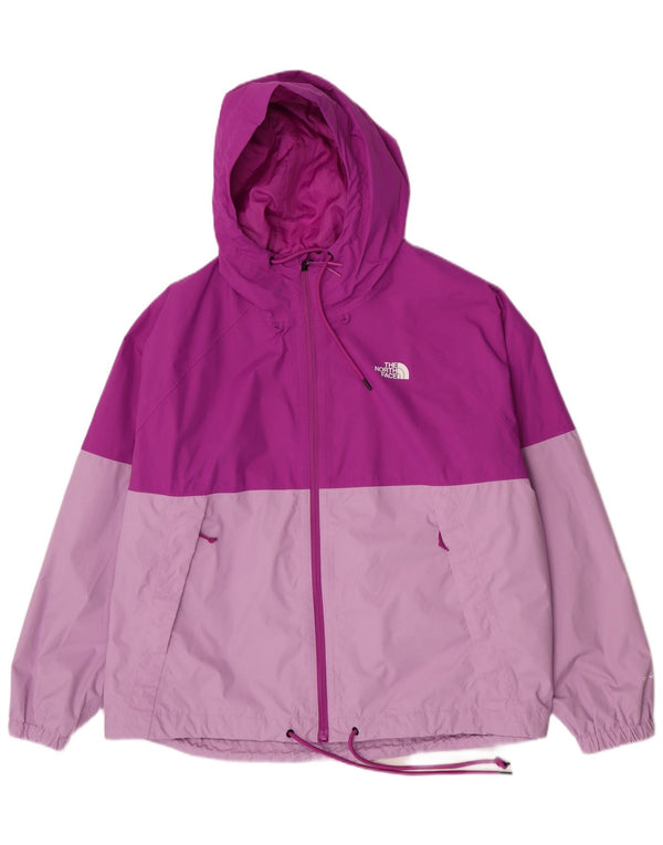 The North Face Womens Hooded Rain Jacket UK 20 2XL Purple Colourblock Nylon