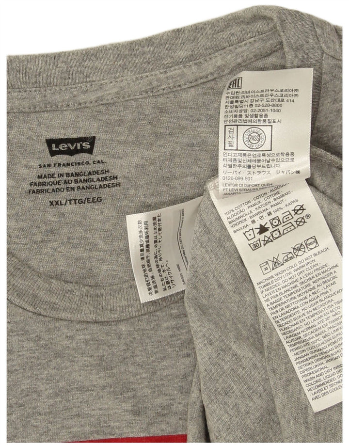 Мужская футболка с рисунком Levi's, 2XL, серая, хлопковая, с логотипом