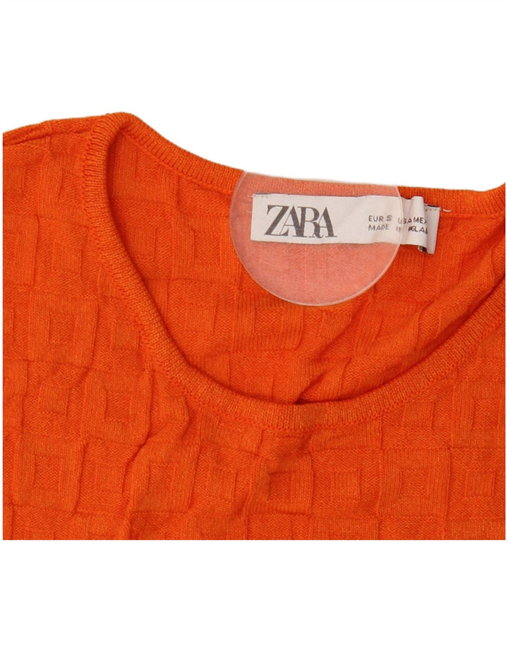 Женский укороченный жилет Zara UK 8, маленький оранжевый, вискоза