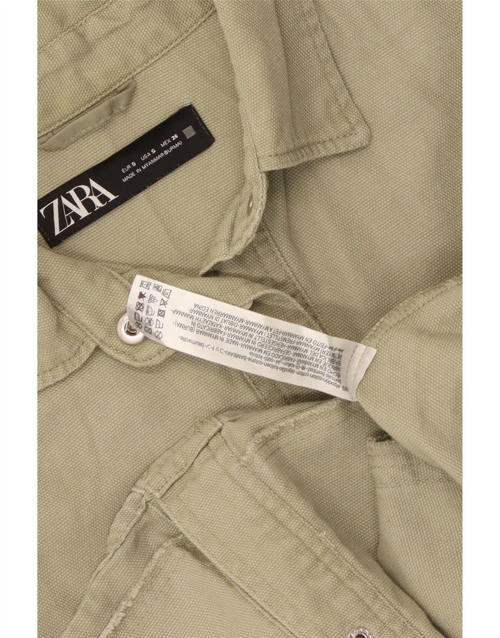 Женская рубашка оверсайз Zara UK 10, маленький зеленый хлопок